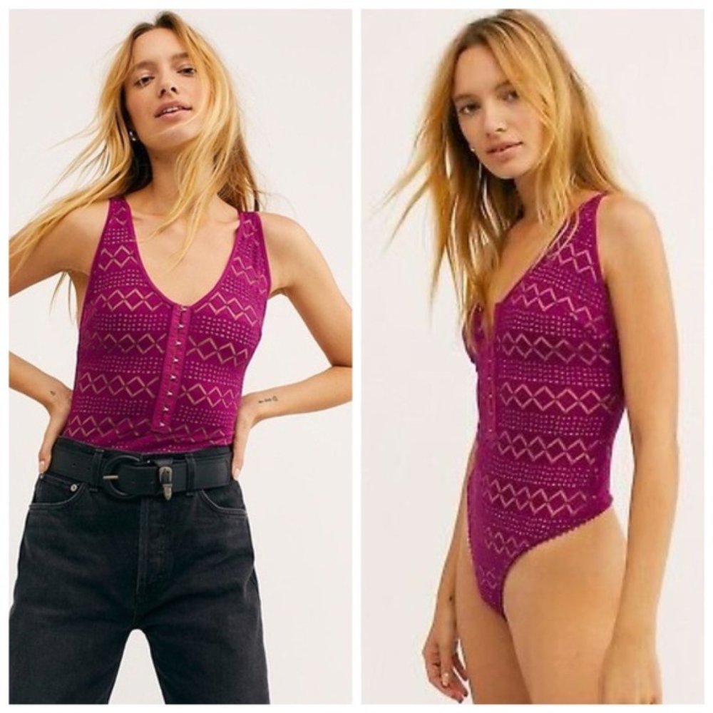 Free People Thank You Never Lace Bodysuit